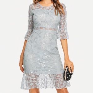 Lace Fluted Sleeve Dress